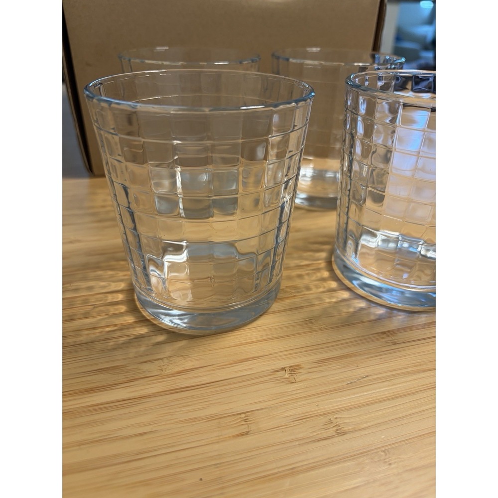 4 Circleware Optic Block Whisky Double Old Fashioned 9oz Glasses Retro MCM